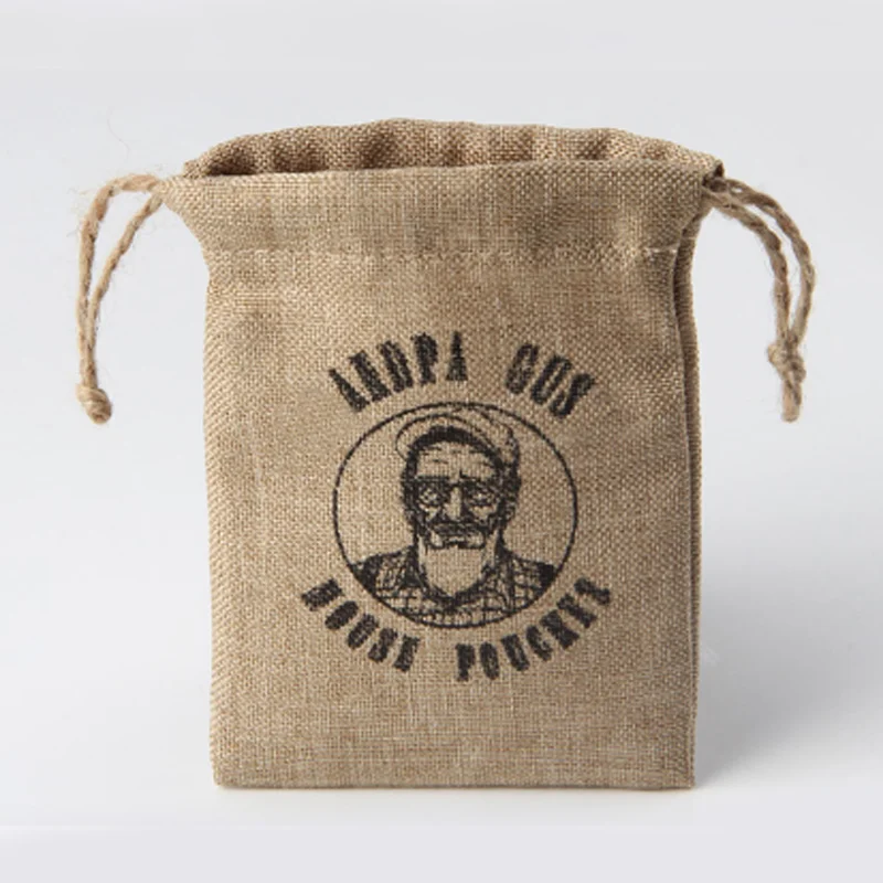 Customized Organic Printing Drawstring Cotton linen Bag drawstring pouch