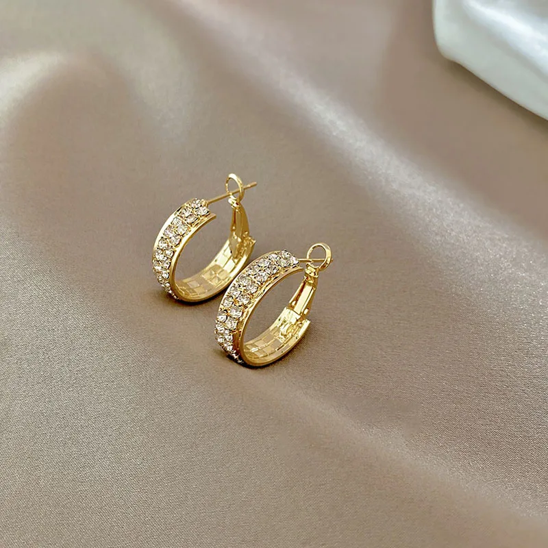 

Full Diamond Zircon Earrings 2023 New Style Trendy Korean Internet Celebrity Earrings Exaggerated Niche Design Sense Earrings Wo