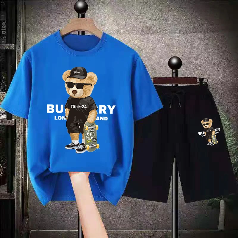 Men's Tracksuits  Bear Graphic Tees Shorts Suits Luxury Brand Sports Sets Short Outfits Streetwear Summer Quality Clothing