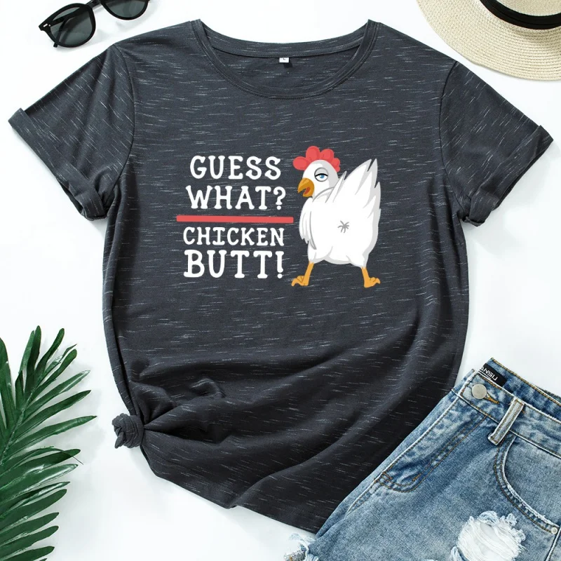 

Letters Animal Pattern Women's Cotton Round Neck Tee Round Neck Loose Casual Short Sleeve Women's Tops Free Shipping