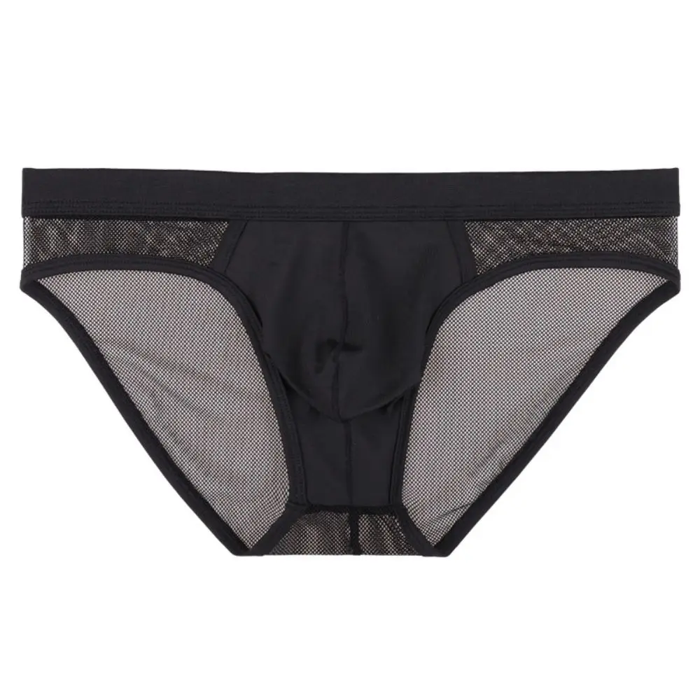 

Men'S Briefs See Through Breathable Mesh Solid Color Triangle Underwear Quick Drying Lingerie Tanga Trunk Cueca Calzoncillos