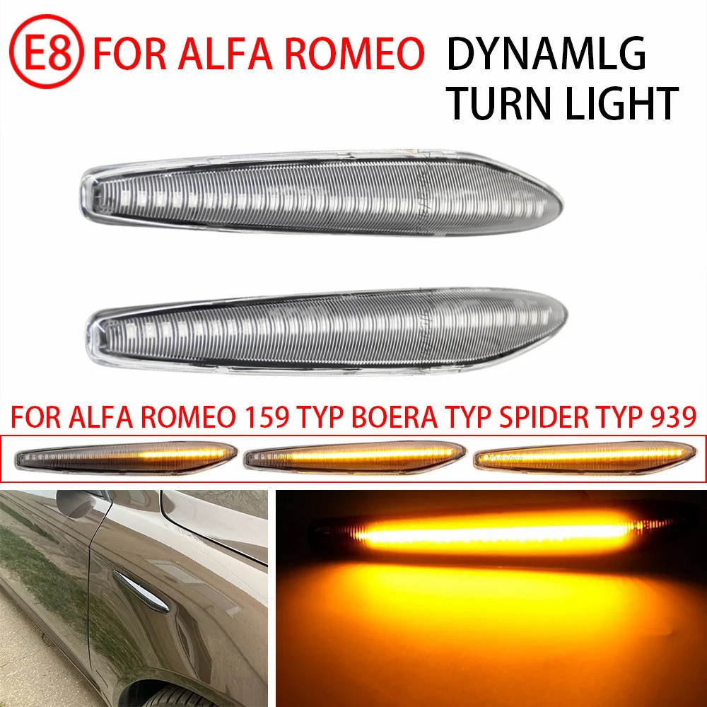 

2PCS LED Dynamic Turn Signal Light Side Marker Blinker Sequential Indicator Lamp For Alfa Romeo 159 Sportwagon Brera Spider 939