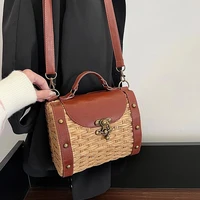 small beach shoulder crossbody messenger bags women straw 2022 new brand designer summer ladies bags handbags purses