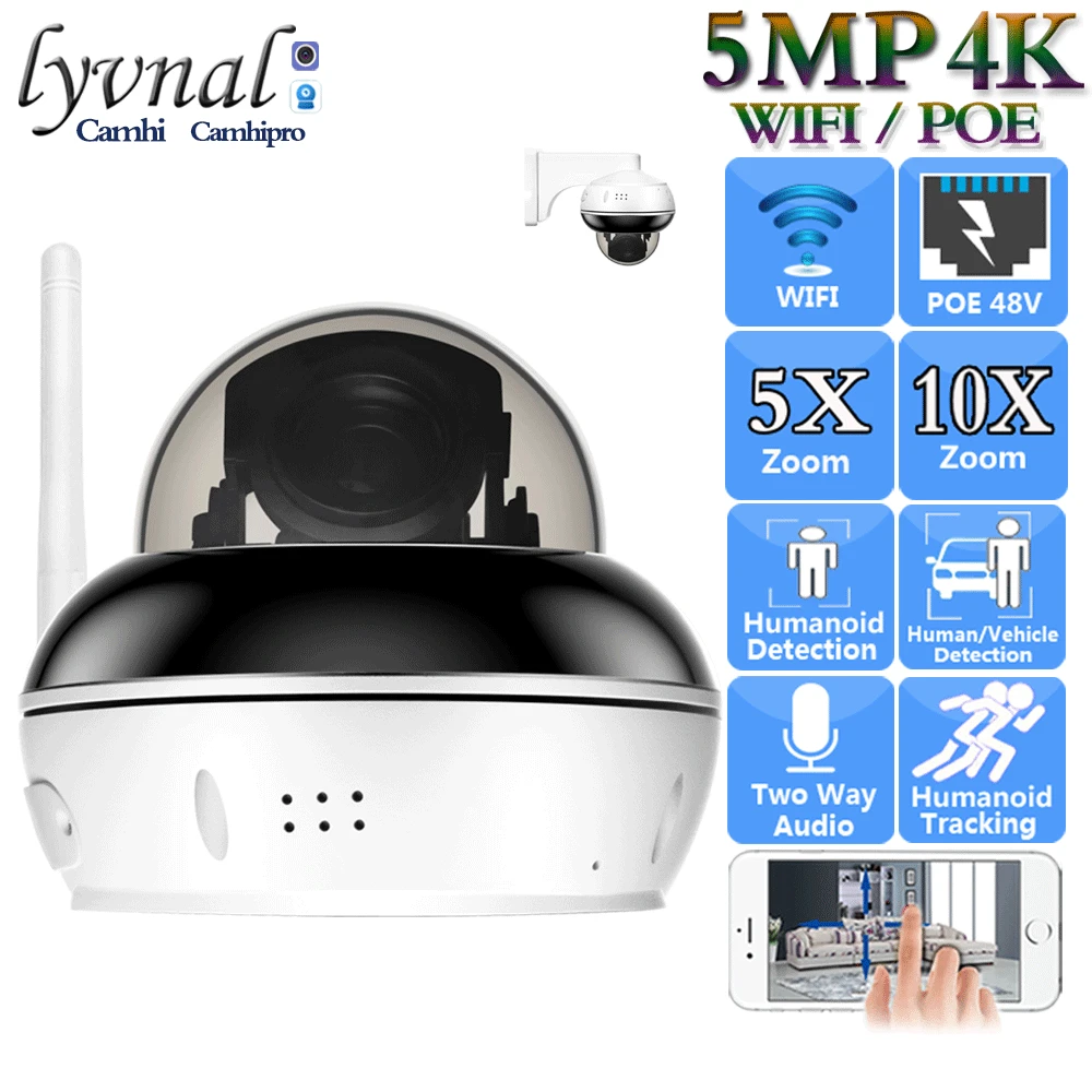 

IP-камера Sonyimx 415 UHD 4K, 8 Мп, Wi-Fi, PTZ, купольная, 5 МП, POE, 48 В