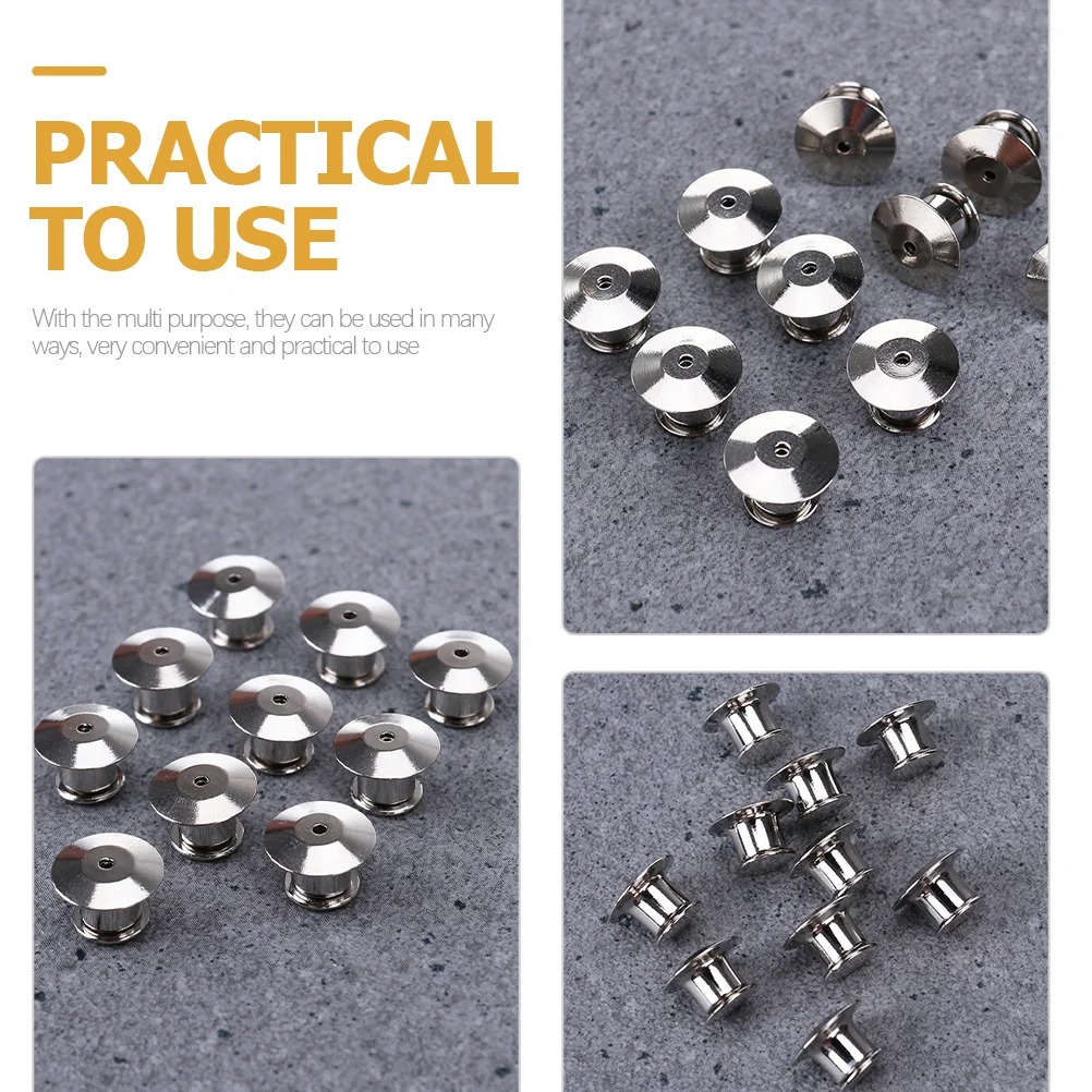 22 Pcs Round Flat Head Card Cap Pin Backs Jewelry Supplies Accessories Locking Clasp Replacement Metal Hats Replaceable Keeper