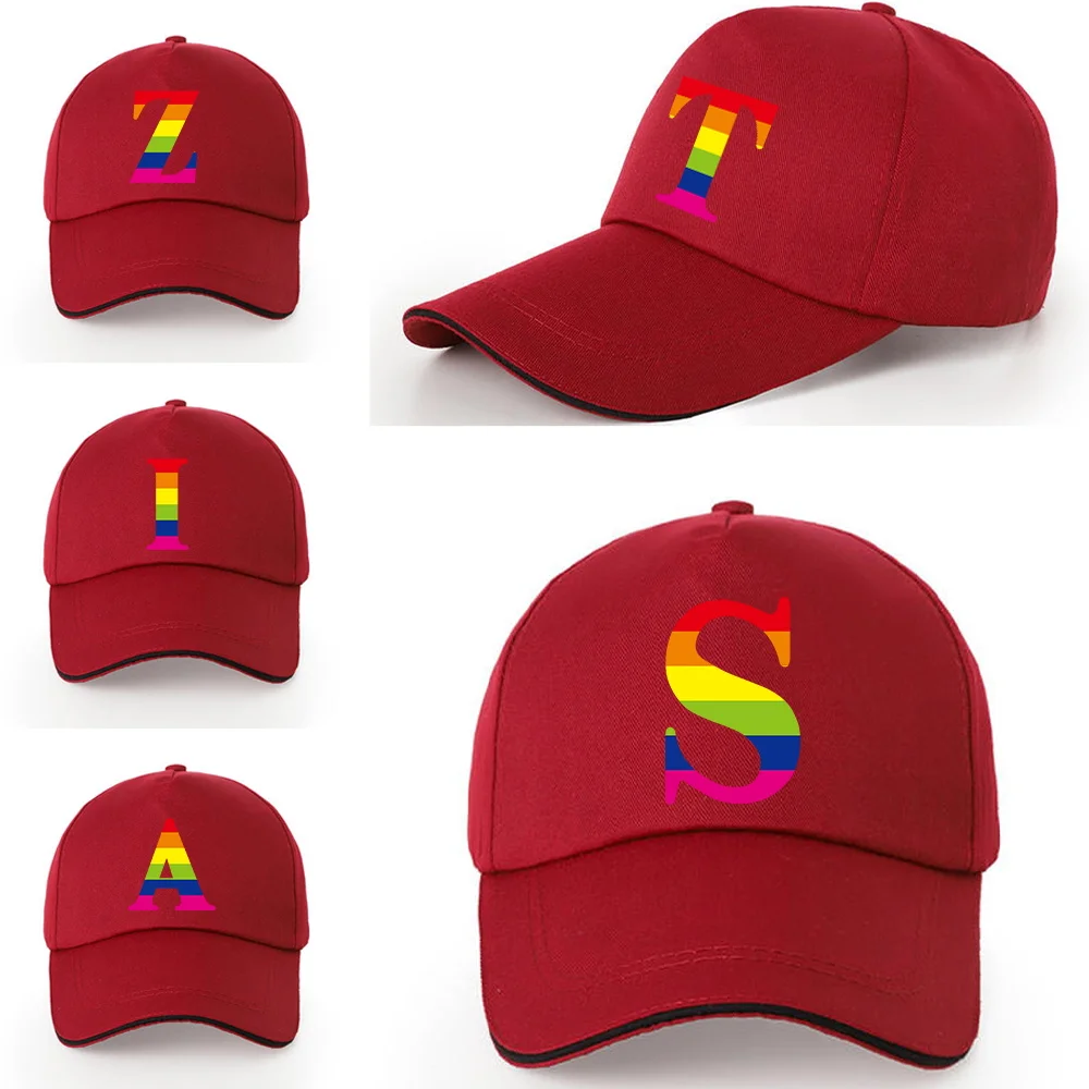 

Rainbow Print Series Baseball Cap Casual Unisex Wild Hip-hop Hat Hipster Must-have Peaked Cap Cotton Dad Summer Outdoor Sun Hat
