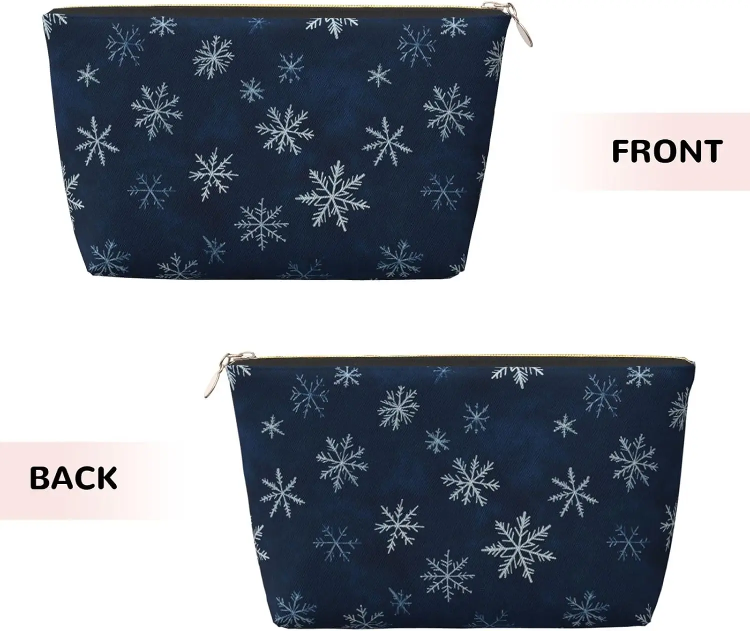 Косметичка темно-синяя снежинка зимняя рождественская косметичка дорожный