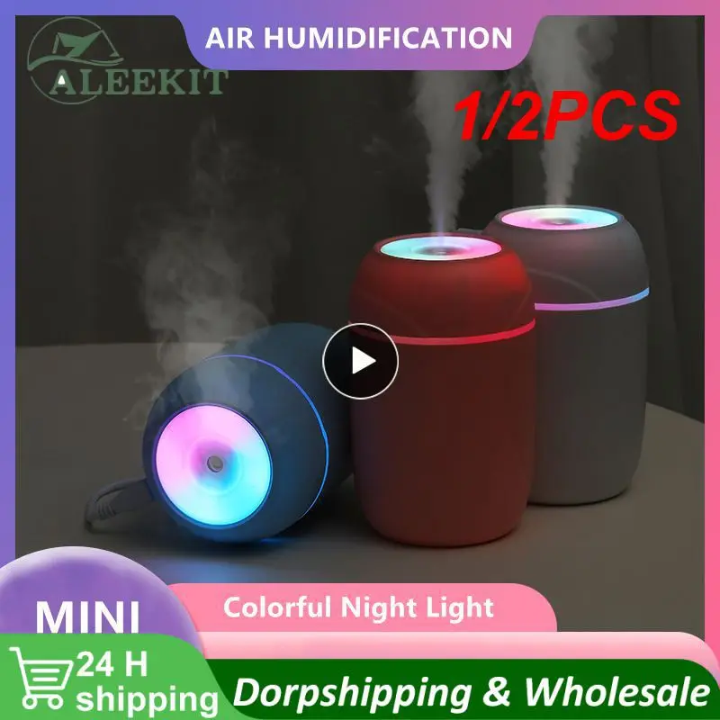 

1/2PCS New Portable USB Air Humidifier 260ml Ultrasonic Essential Oil Diffuser Cool Mist Purifier Aromatherapy For Car