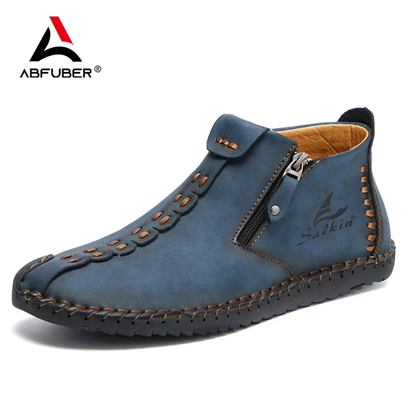 Shoes Casual Slip On Patent Boots Work Retro Leather Ankle B