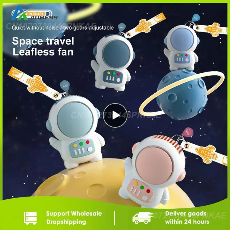 

300mah Desktop Fans White Low Noise Spaceman Small Fan With Keychain Air Cooler Air-conditioning Portable Handheld Fan