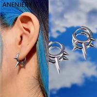 anenjery 316l stainless steel vintage unisex punk style earrings simple mens womens stud earrings hip hop party jewelry
