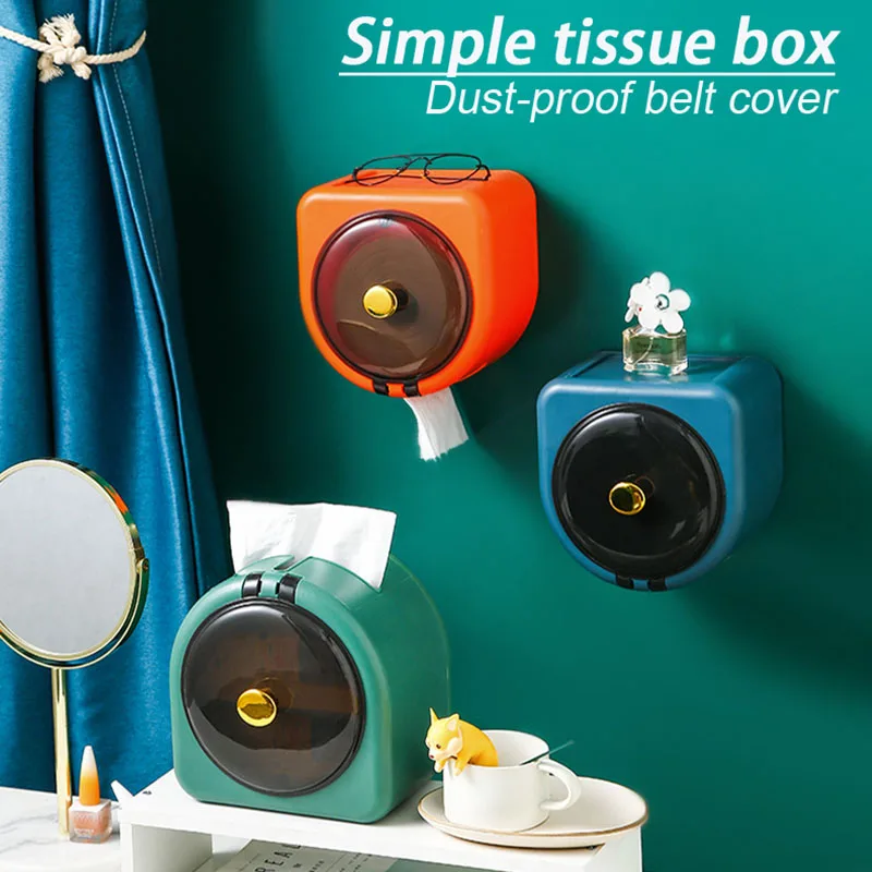 

Waterproof Toilet Paper Holder Wall Mounted Punch Free Paper Dispenser Storage Box Bathroom Kitchen Supply Home Storage Boxes