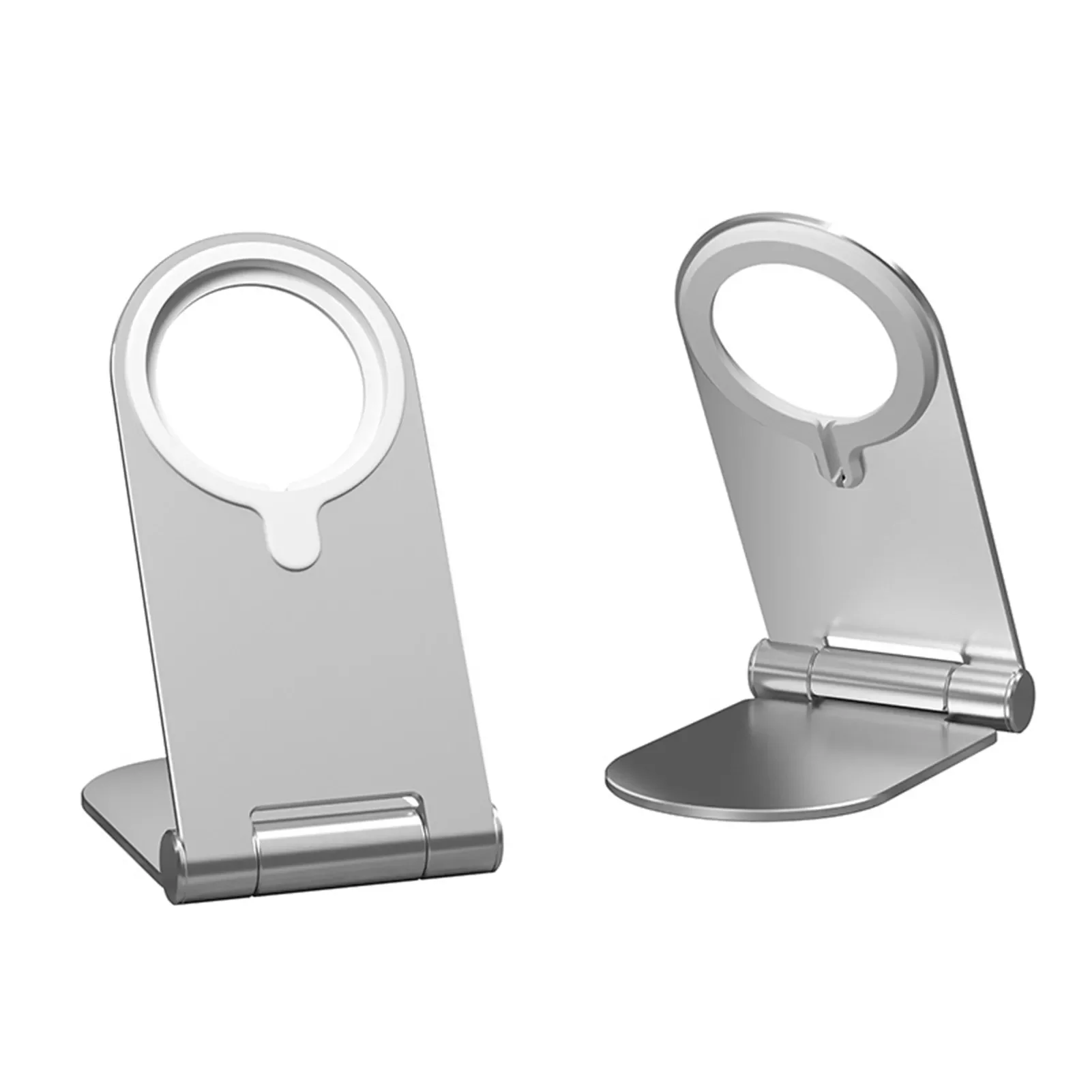 

For Mag-Safe Charger Stand For I-Phone12 Series Wireless Desktop Portable Folding Holder Silver Metal Stand Bracket