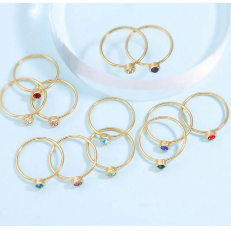 Кольцо женское составное из нержавеющей стали с зеркальным полированным камнем