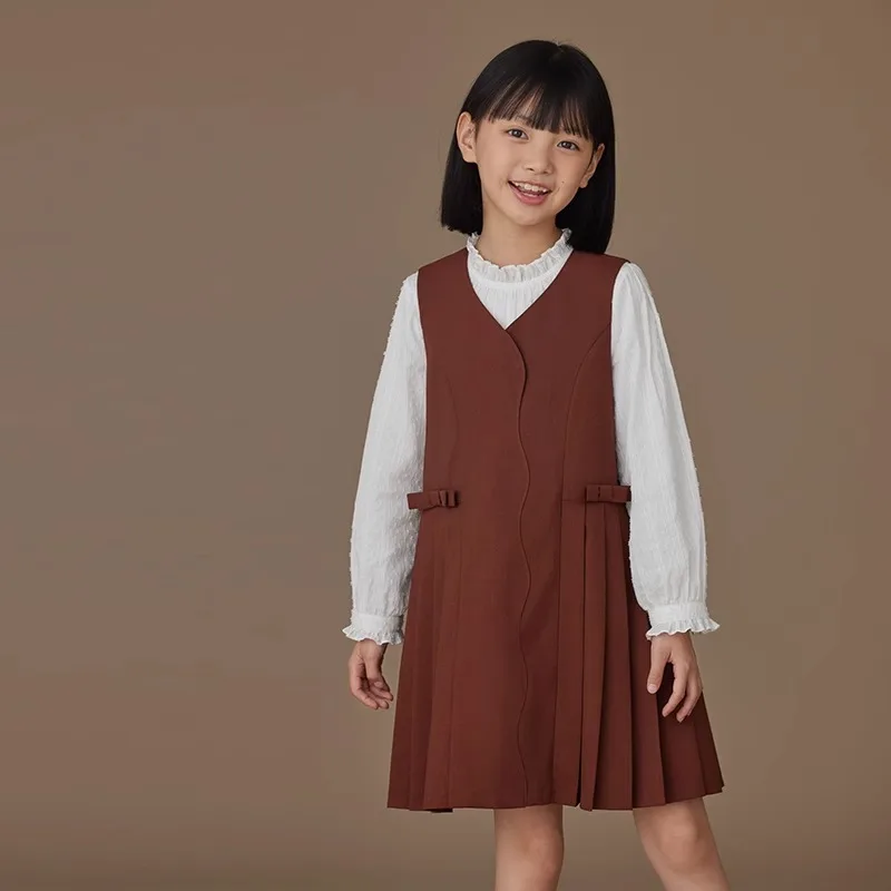 Осень 2024 новинка юбка для девочек трапециевидный сарафан детей 3-10 лет детское