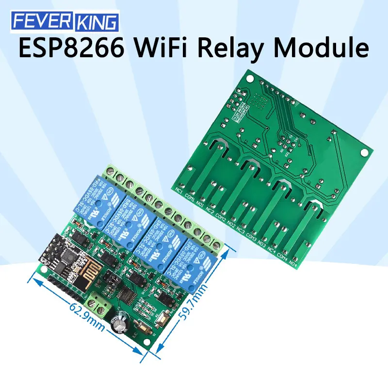 Релейный модуль ESP8266, 4-канальный, 5 В, 12 В, Wi-Fi, переключатель с дистанционным управлением через мобильное приложение для умного дома