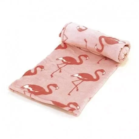 

Flamenco Coraline blanket pink 160x120 cm. Pink flamingo print blanket