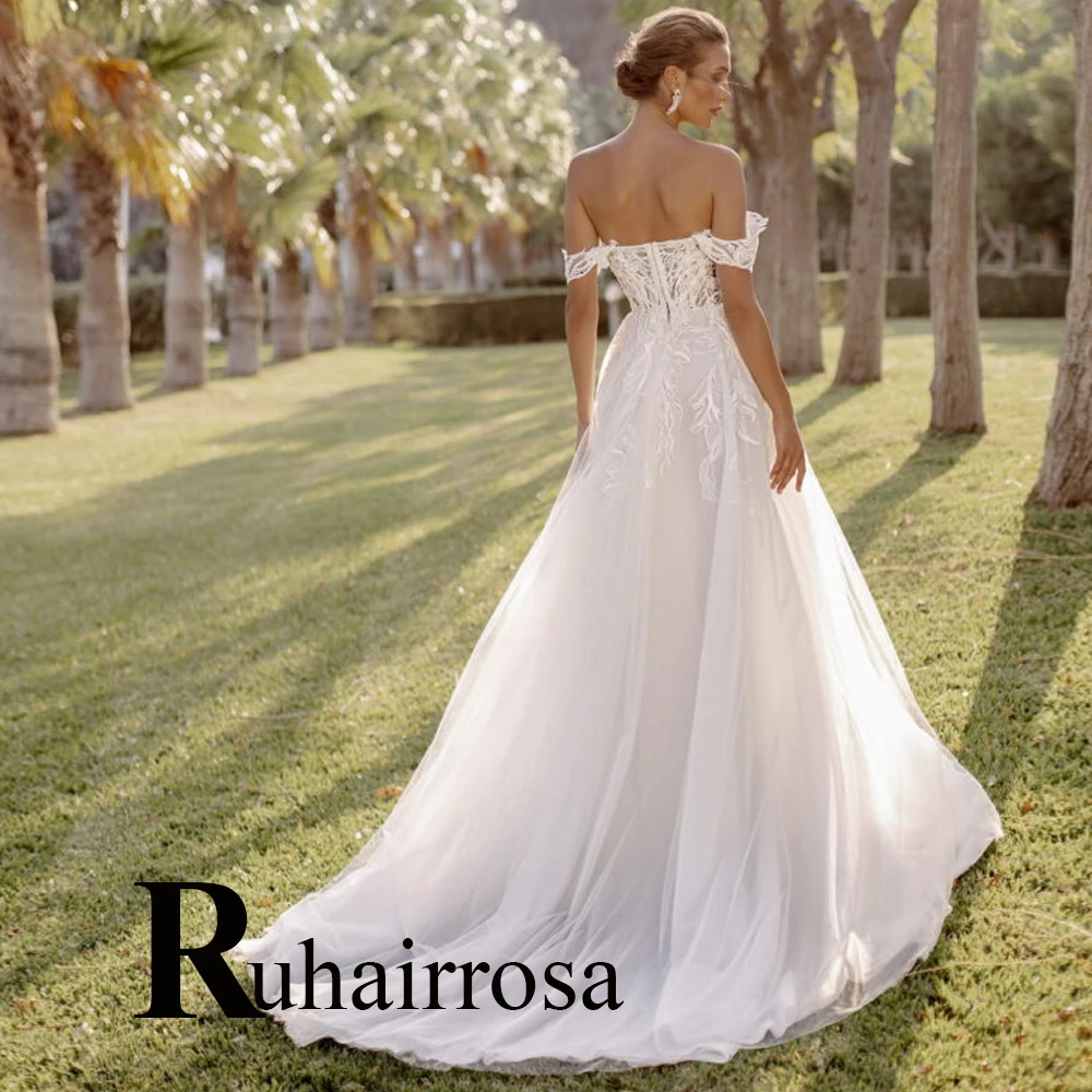

Модные тюлевые Свадебные платья Ruhair для невесты, кружевные аппликации со шлейфом для часовни, сделанные на заказ, свадебное платье, Прямая поставка