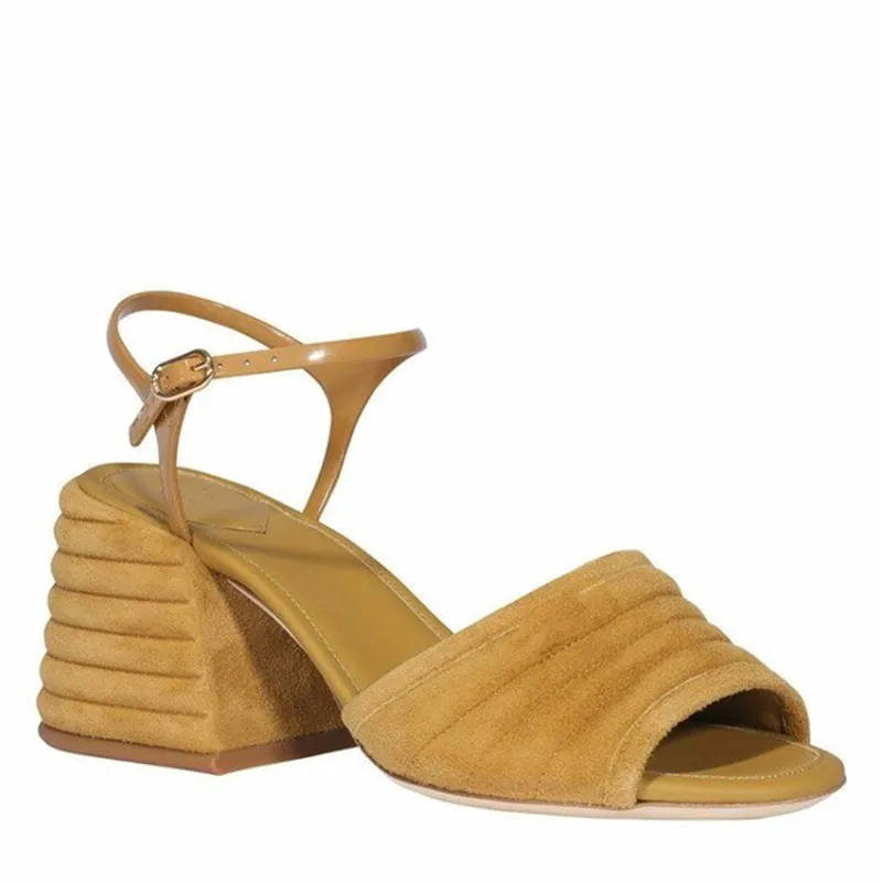 

Туфли с металлической пряжкой, с ремешком на пятке, на блочном каблуке 6 см, с вырезами, с квадратным носком, из натуральной кожи, Новое поступ...