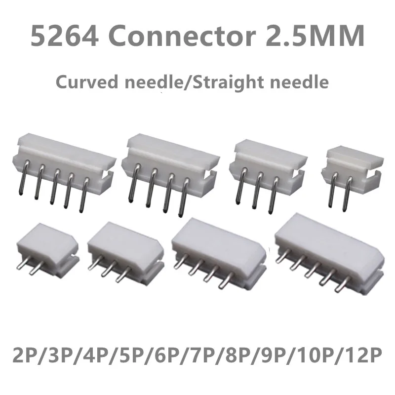 

10pcs 50pcs lot 2.5MM Pitch 5264 Straight needled curved needlel 2P ~ 12P For PCB Wire To Board Connector 5268 Right Angle