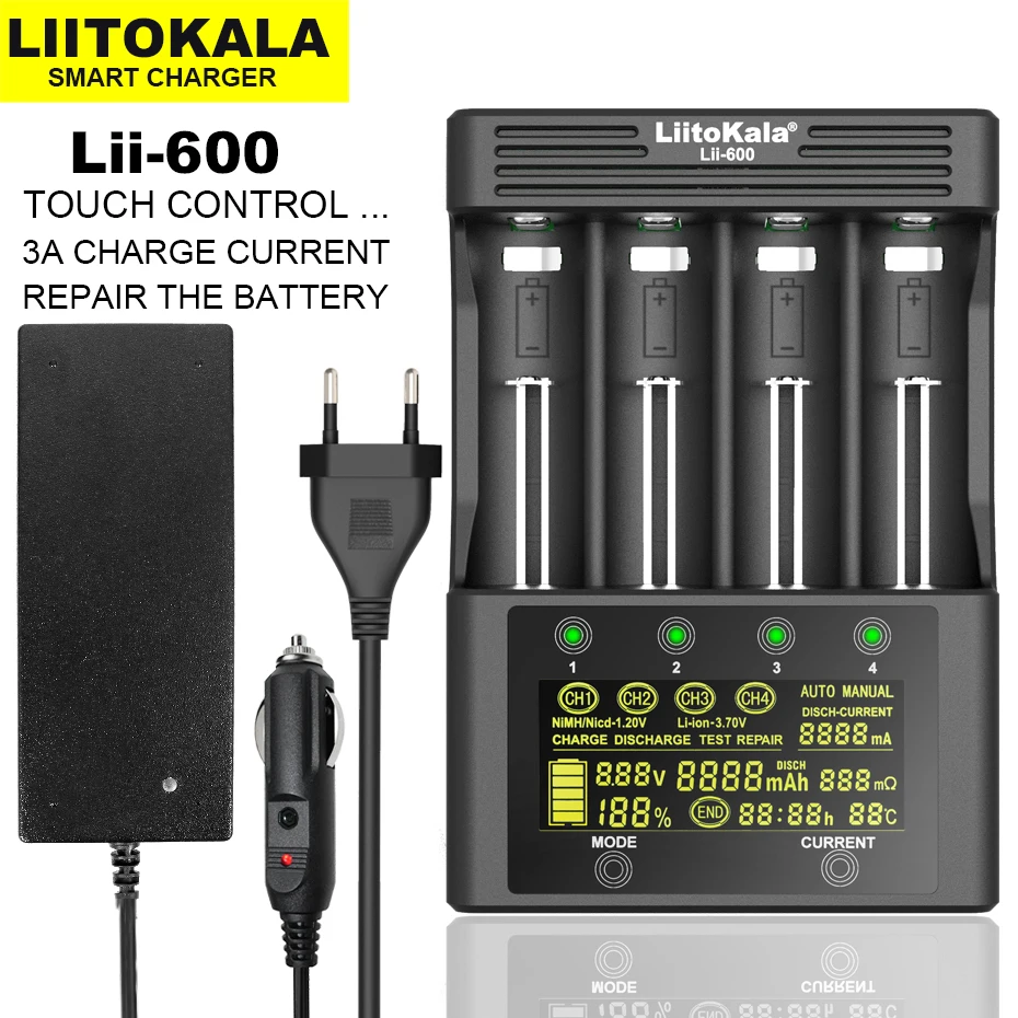 

Liitokala Lii-500 Lii-402 Lii-500S Lii-S8 Lii-600 LCD 3.7V 18650 18350 18500 21700 14500 26650 AA NiMH Lithium-Battery Charger