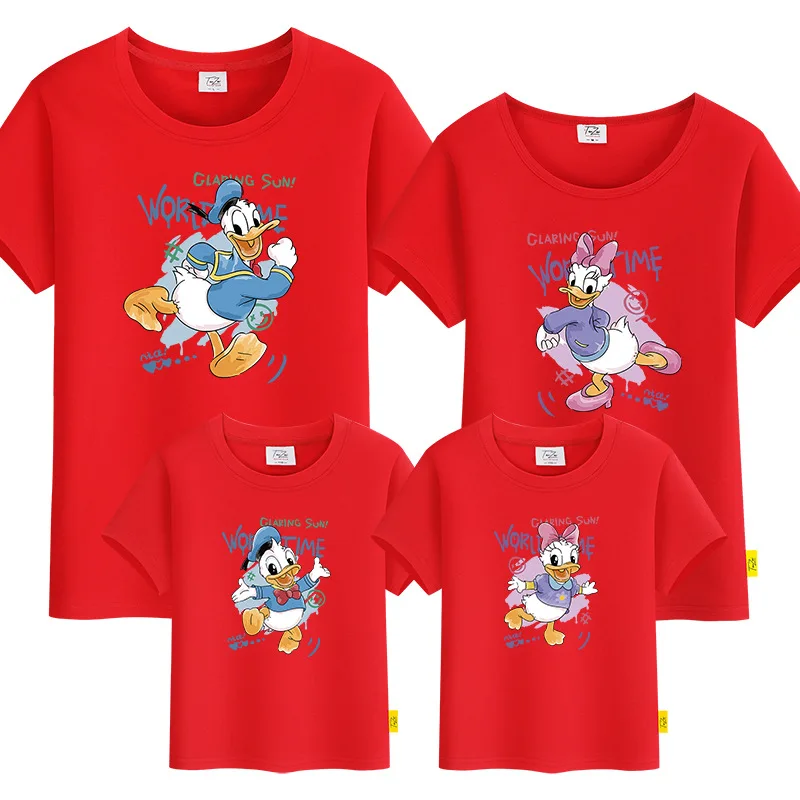 

Funny Disney Donald Duck Father Mom and Son Family Matching Clothes Tshirts Papa Mama Baby Shirt Bodysuit Tops Parents Costume