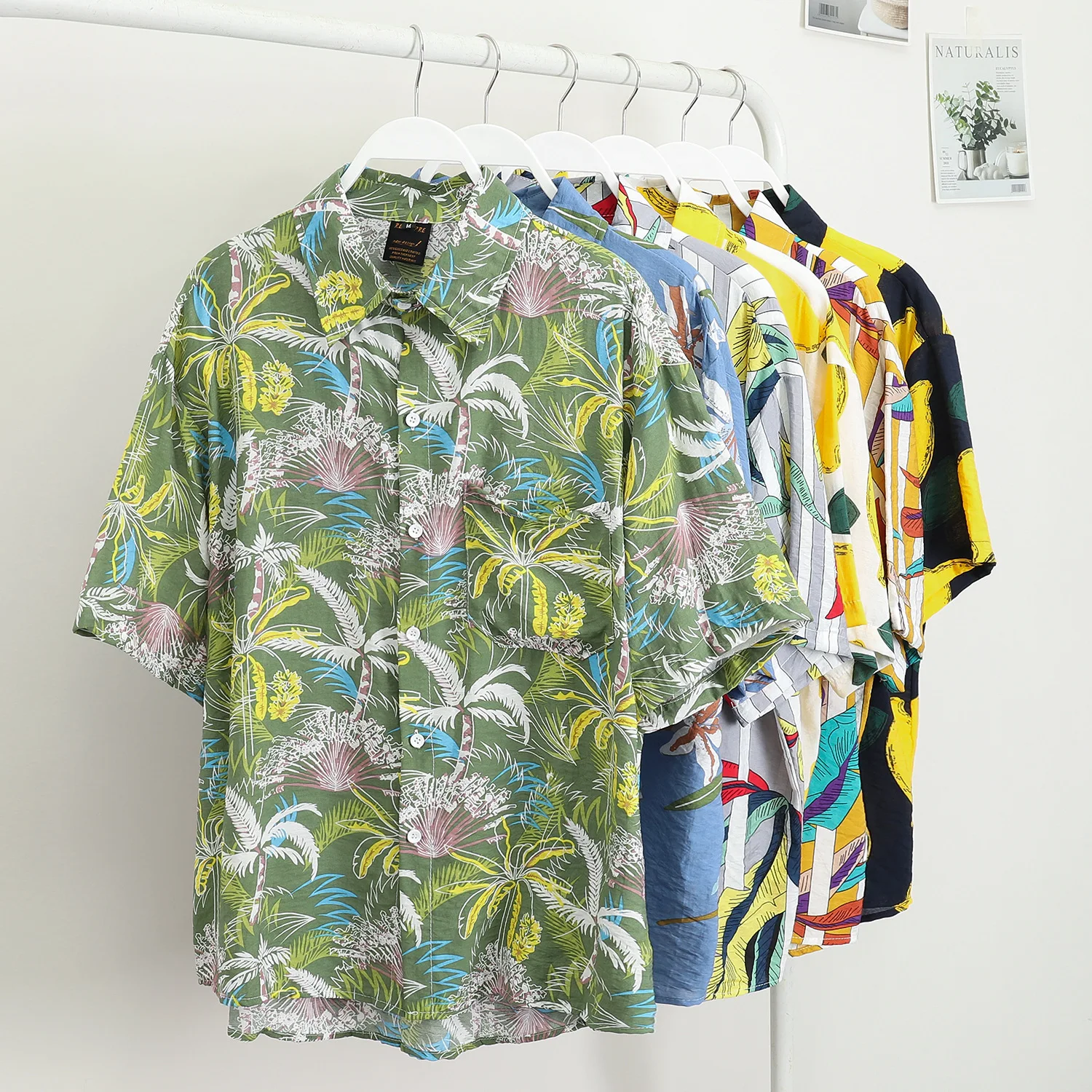 

Hong Kong Flavor Vintage Short Sleeve Flower Shirt Men's Thai Hawaiian Vintage Shirt Plankton Shuai