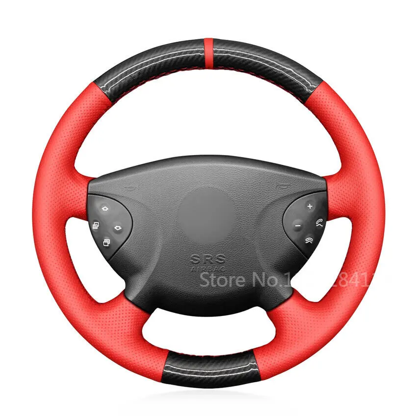 

Carbon Fiber Red Leather Steering Wheel Cover for Benz W210 E240 E63 E320 E280