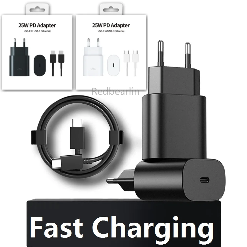 

10pcs 2in1 25W 18W Fast Quick Charging PD USB-C Power Adapter Wall Charger Cable For Samsung S20 S22 S23 Plus Utral Note 10
