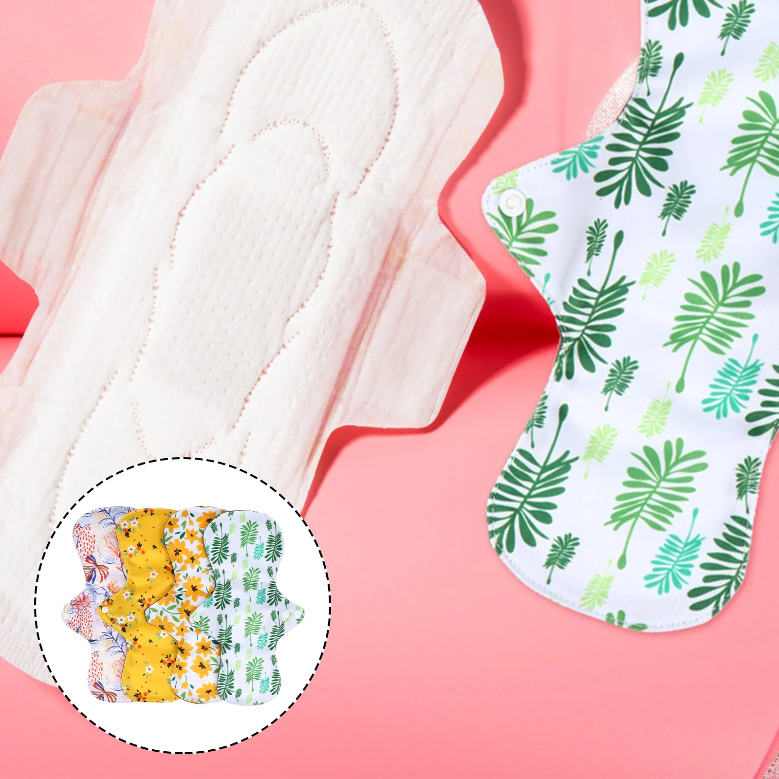 

4pcs Period Pads Sanitary Pads Reusable Washable Bamboo Charcoal Panty Liners Cloth Menstrual Pads