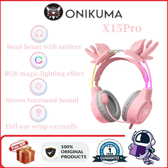 

ONIKUMA X15 Pro Wired Gaming Headphones with RGB Light Flexible Mic Button Control Stereo Surround Headset for ComputePC Gamer