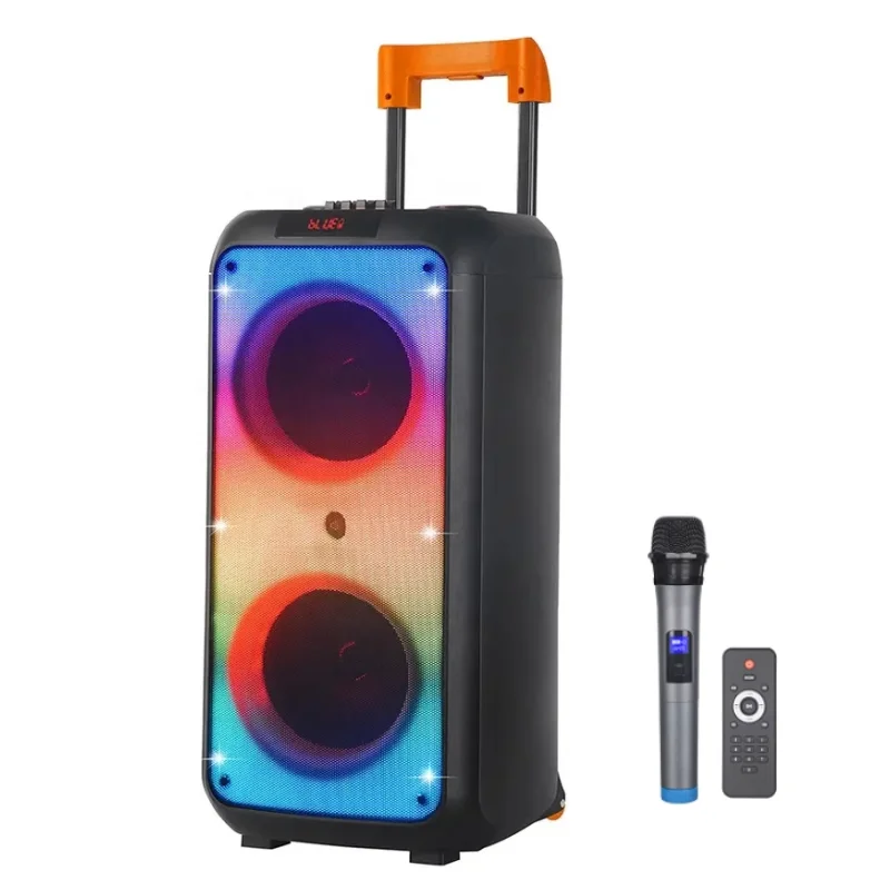 

6000W Peak Power Double 8 Inch Woofer Speakers Karaoke Home Theater Hi-fi Equipment with Flash Light Wireless BT Party Boombox