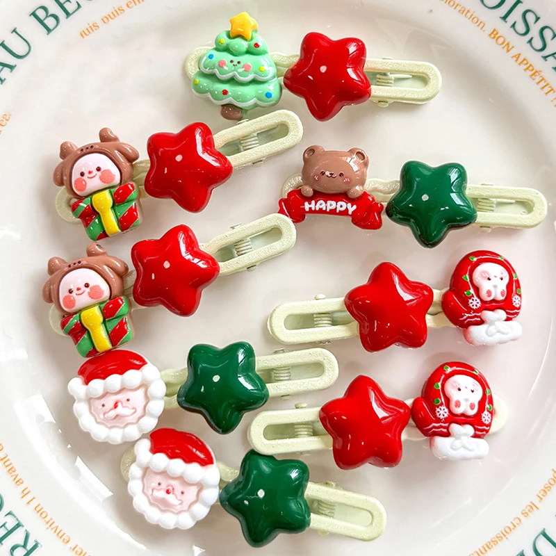 Рождественская заколка для волос с героями мультфильмов милый Санта-Клаус елка