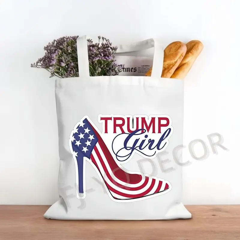 Экологичная Женская Холщовая Большая Сумка Из Полиэстера С Принтом Da Ya Trump