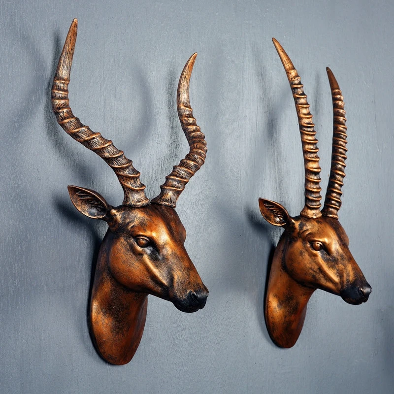 European creative antelope mural pendant bar animal head coverings retro style living room wall stereo s poppy flowerroom
