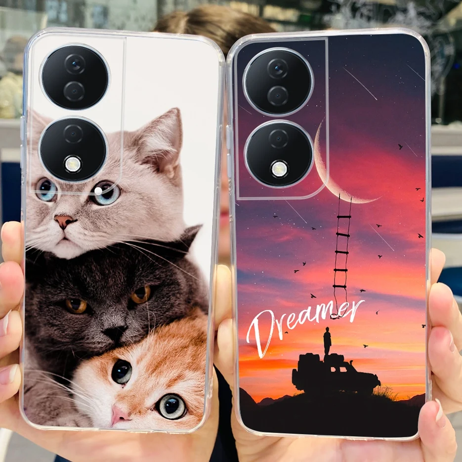 Чехол для Honor X7b Φ с изображением милого кота бабочки мягкие силиконовые чехлы