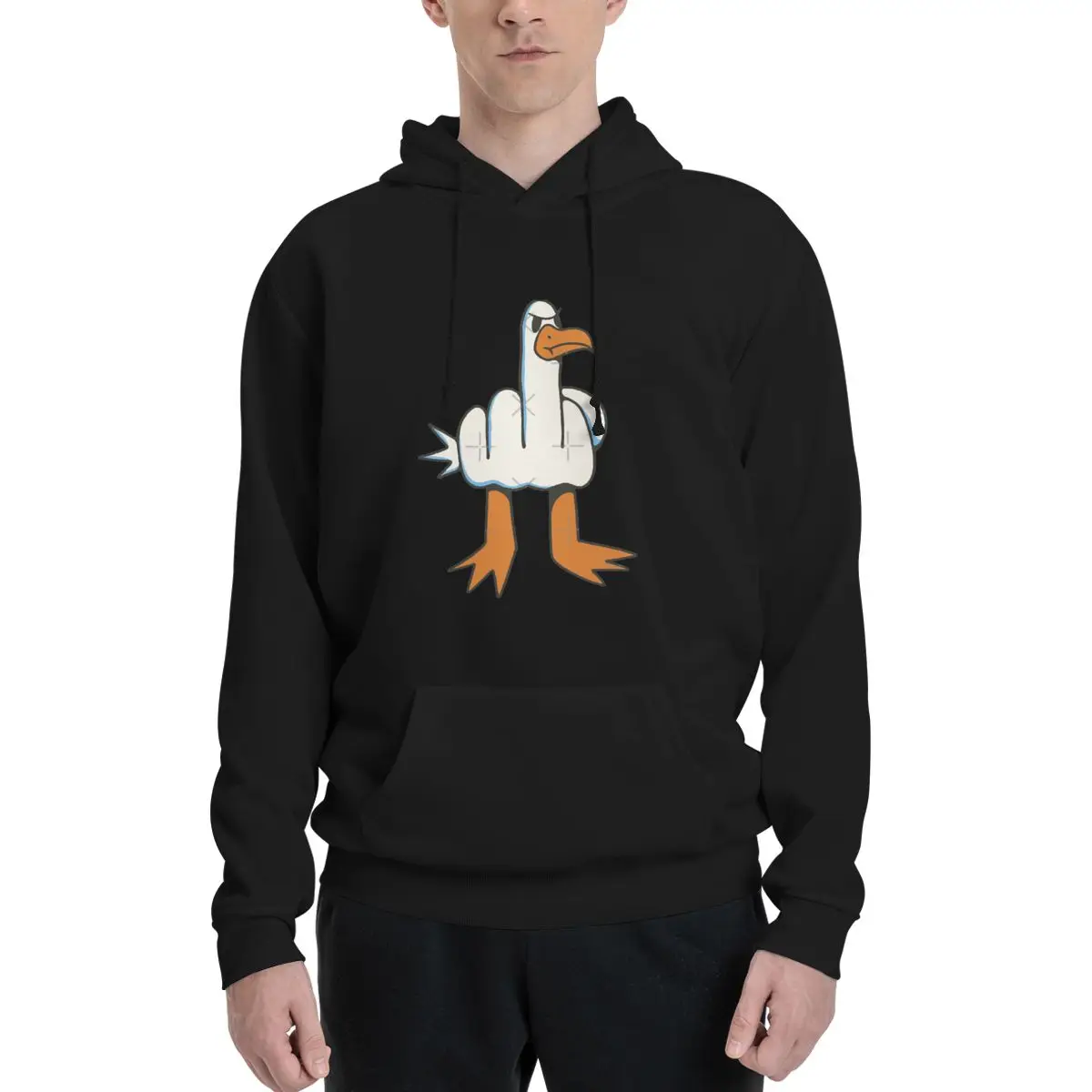 

SEAGULL WITH MIDDLE FINGER BODY Polyester Hoodie Men's Women's Sweater Size XXS-3XL