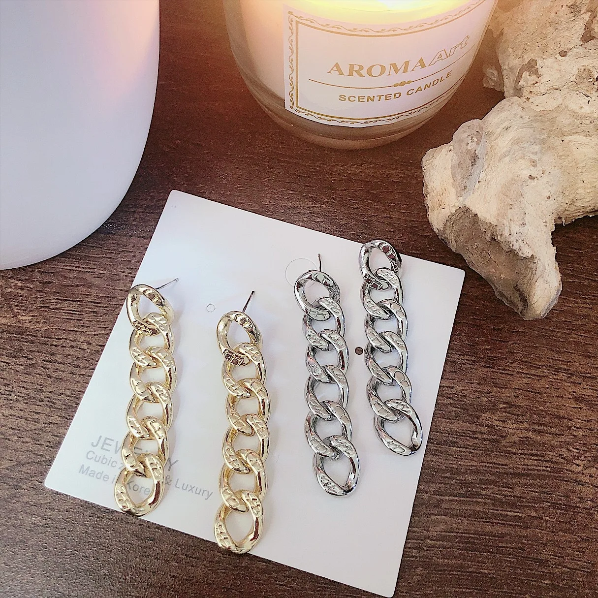 

New Korean Fashion Chain Element Long Section Earrings for Women Wedding Ball Party High Jewelry Valentine's Day Gifts