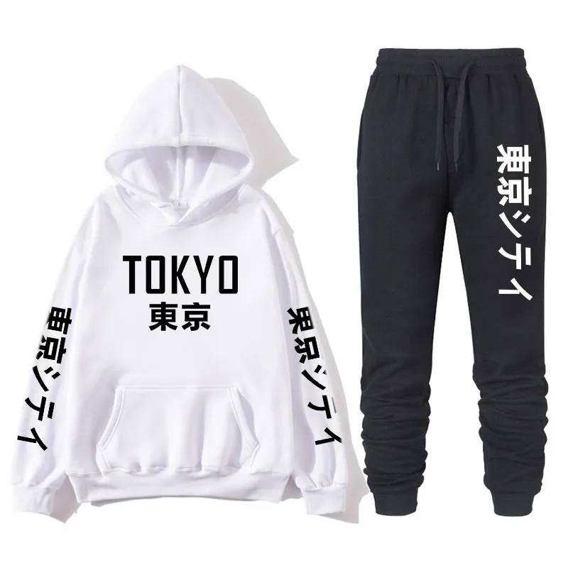 

Japanese street fashion printing men's with Tokyo Bay hoodie suit brand sportswear men's hip hop sweatshirt + sports pants autum