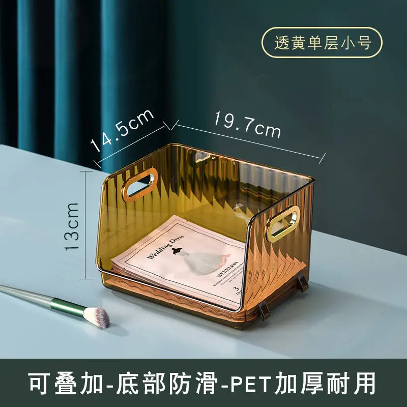 

Cosmetic Storage Box Large Capacity Bathroom Dresser Shelf Multilayer Plastic Transparent Storage Box With Handle