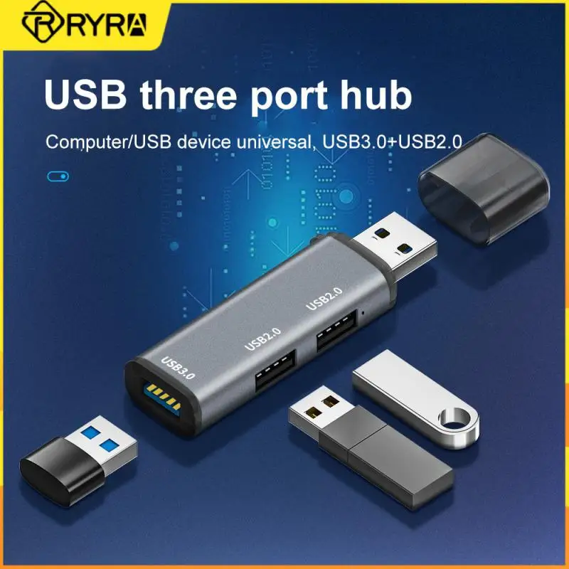 

RYRA 3 in 1 Mini Aluminum USB3.0 Hub 3 Port Multiple Expander High-speed transmission notebooks/laptops/computers USB3.0/2.0 Hub