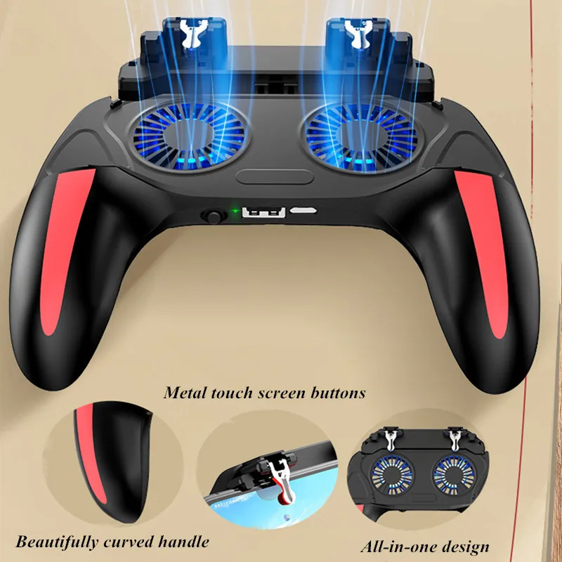 

H10 Gaming Accessories Handheld Grip Phone Game Controller Joysticks Gamepad for PUBG Dual Cooling Fan Cooler for IPhone Android