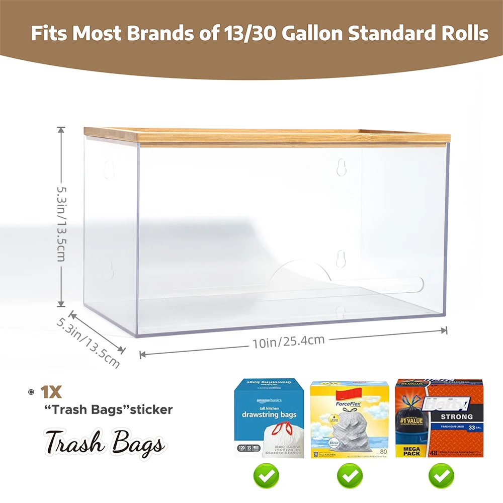 Настенный диспенсер для мешков мусора с бамбуковой крышкой контейнер держатель