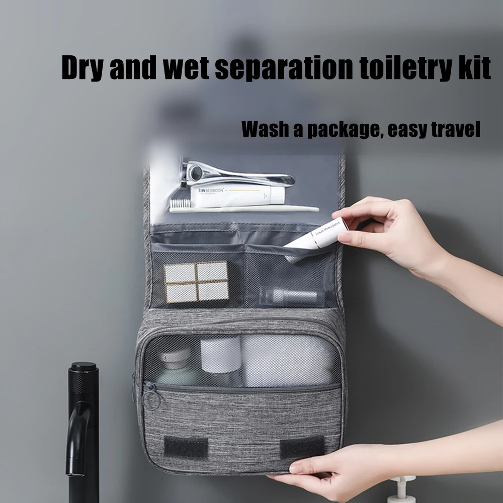 Portable Toiletry Washbag With Hanging Hook Waterproof Women Bathroom Cosmetic Storage Bag Large Capacity Travel Men Makeup Case