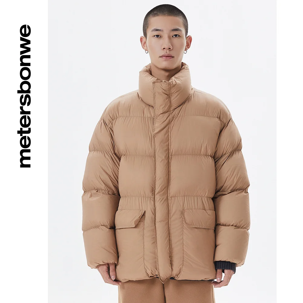 Metersbonwe Couple Loose Solid Color Down Wear Men Windproof Stand Collar 90%Duck Down Warm Wear Women Young Winter Down Jackets