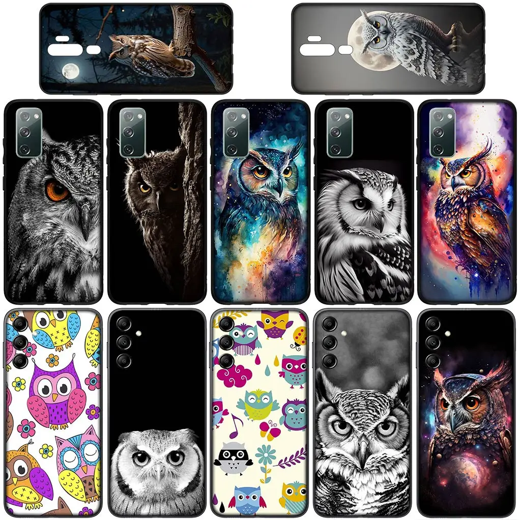 Wallpaper Owl Bird Cover Phone Case for Samsung Galaxy S22 S21 S20 Fe Ultra S8 Plus + S7 Edge M15 Flexible Coque