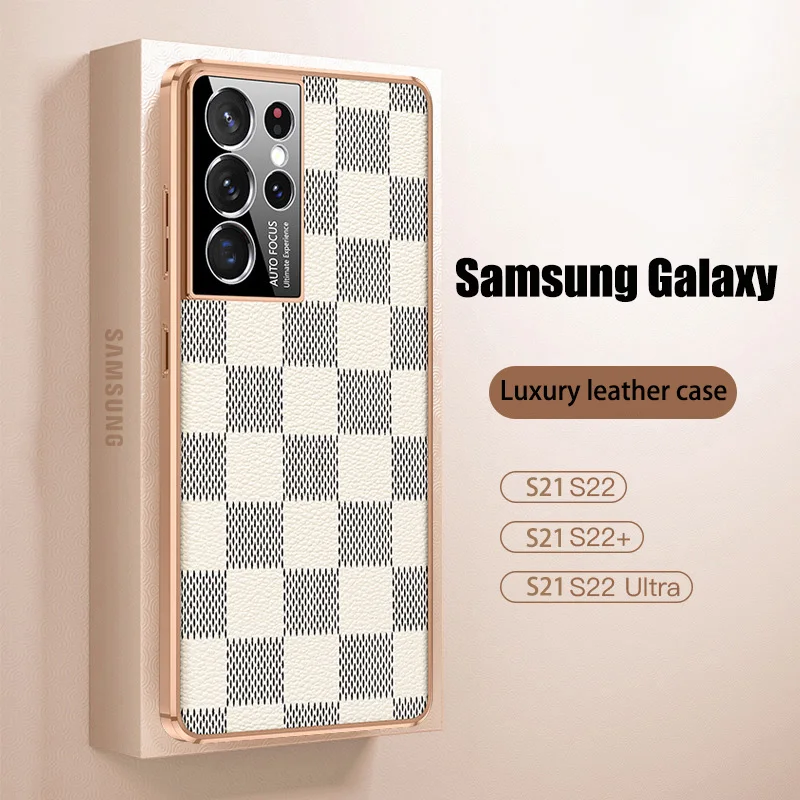 

Чехол для телефона Samsung S22 S21 ультра полноразмерный противоударный высококачественный Роскошный кожаный чехол для Galaxy S22 защитный чехол