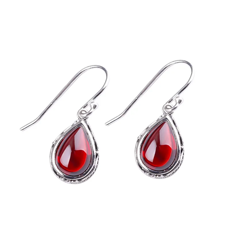 

Trendy S925 Sterling Silver Earring 2022 New Fashion Eternal Vine Garnet Corundum Ear Drop Pure Argentum Jewelry for Women Lover