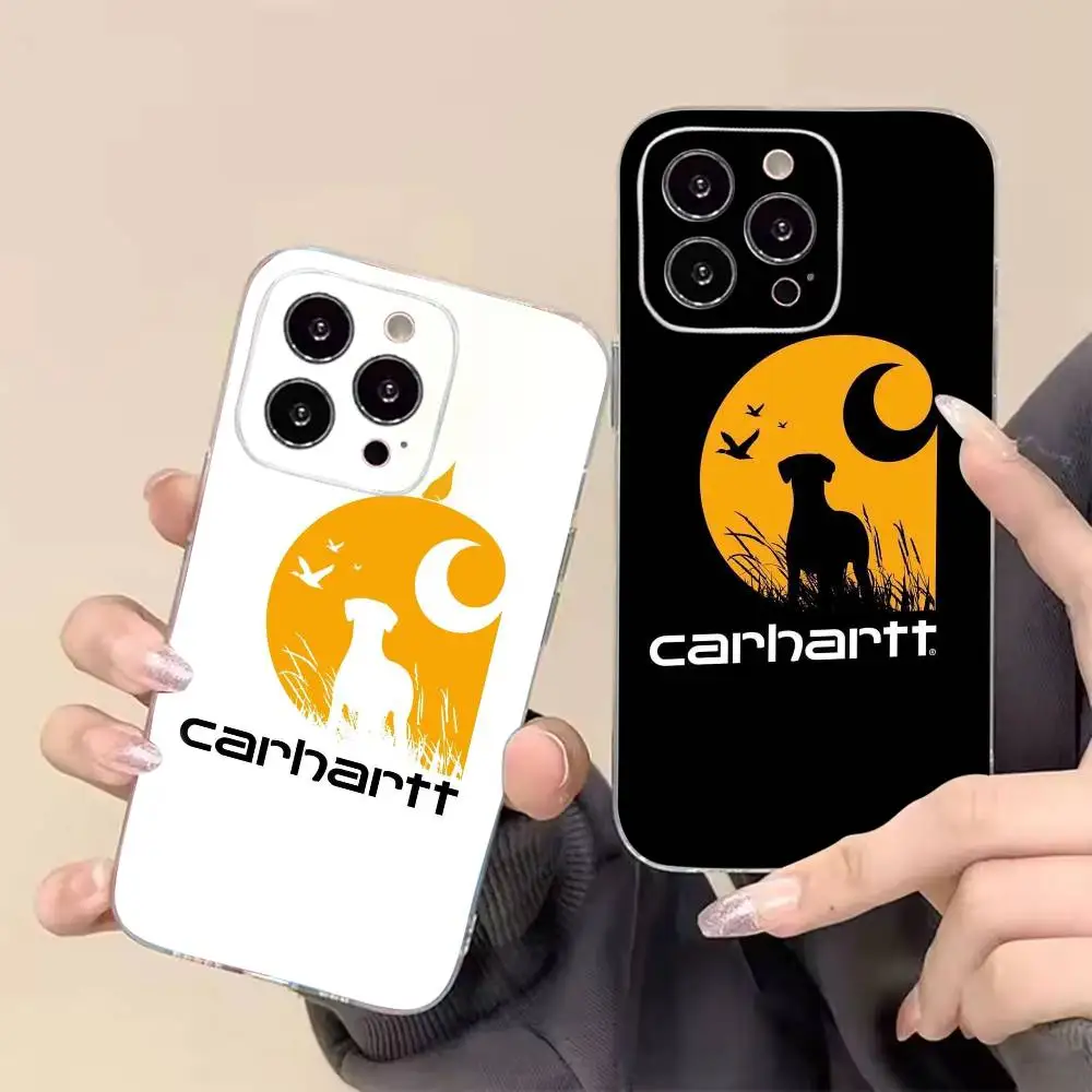 Фото Чехол для телефона Carhartt Logo L-Leather для iPhone 17 16 15 14 13 12 11 Mini Pro Max Plus, прозрачный чехол. №1