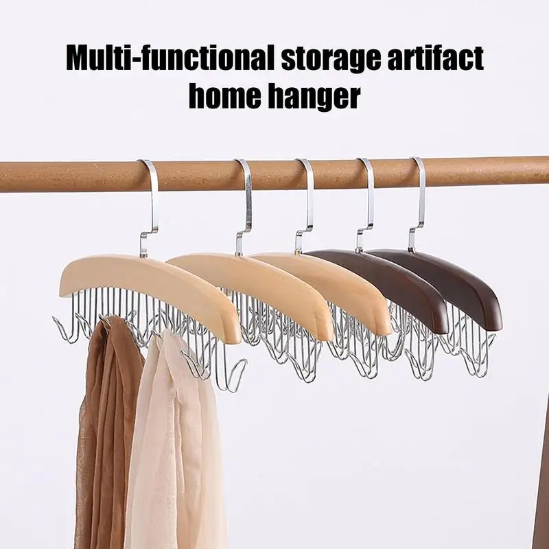 

Wood Belt Hanger for Closet Multi Hook Closet Accessories Space Saving Belt Holder for Suit Necktie Skirt Closet Belt